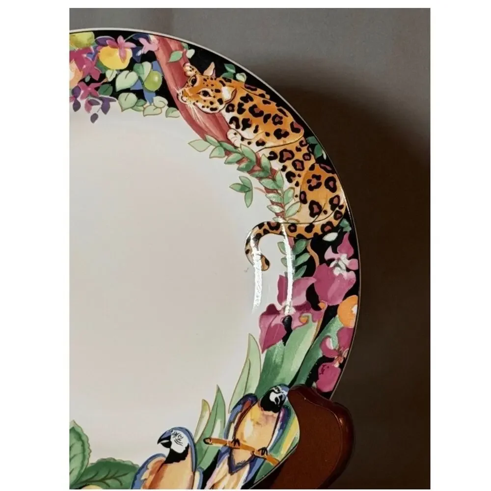 Vitromaster Sakura Rain Forest Salad Plates Set of 6 Sue Zipkin Jungle Animals